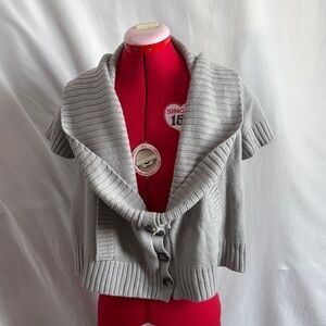 Club Monaco Light Gray Short-Sleeve Shawl Collar Cardigan